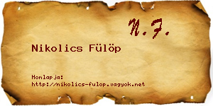 Nikolics Fülöp névjegykártya